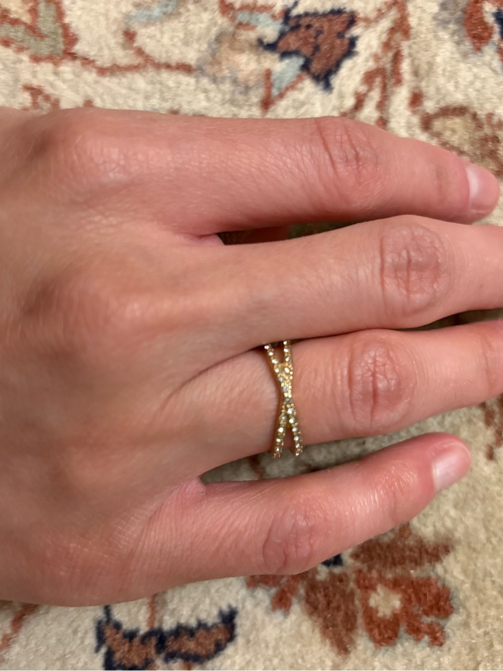 Vintage Rhinestone Crossover Ring - Picture 11 of 11